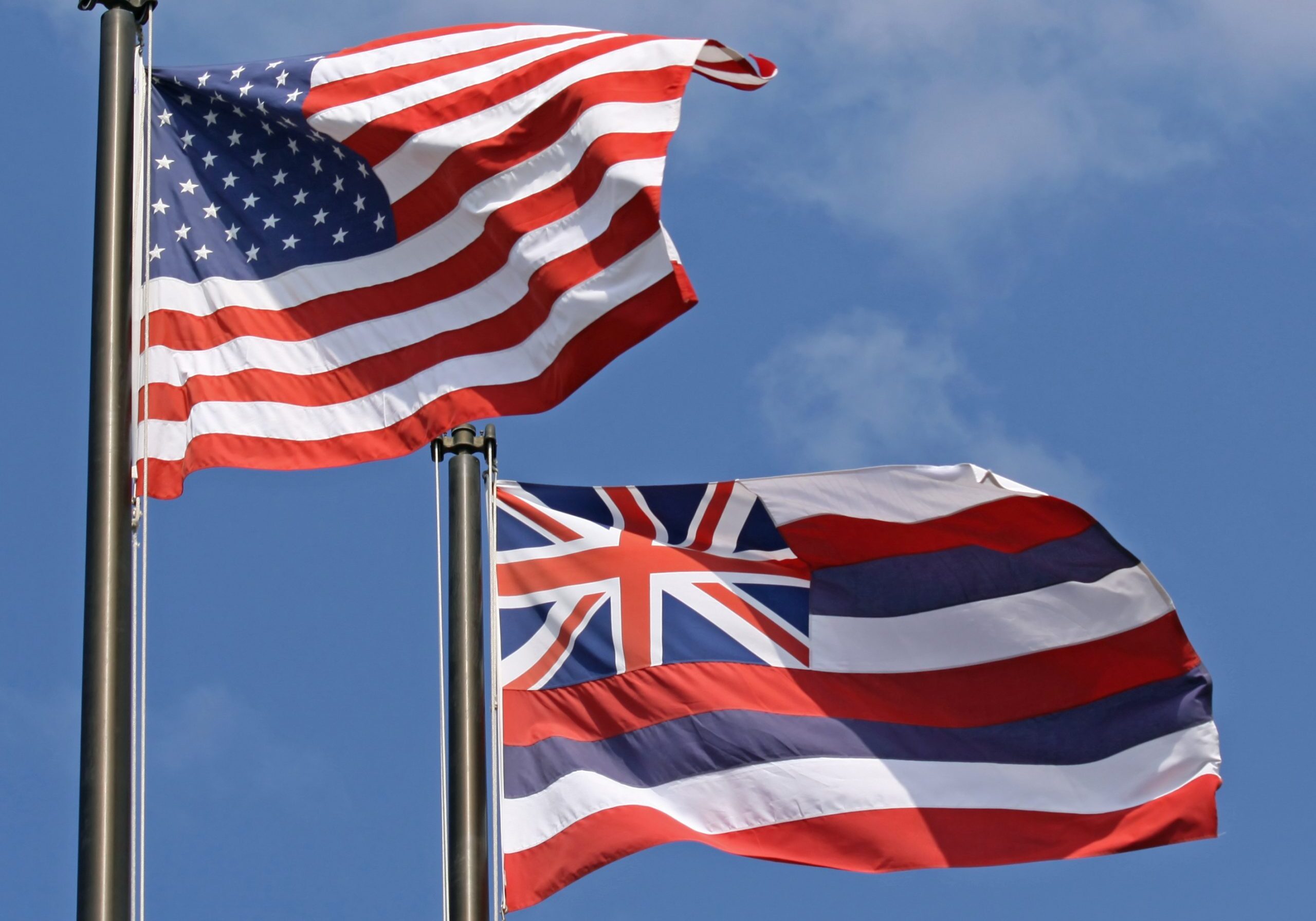Flags of Hawaii and USA